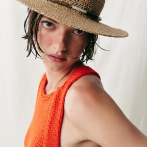 BRAIDED PAPER HAT WITH CORD