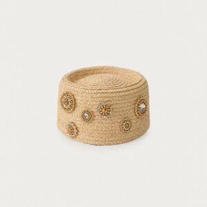 100% RAFFIA HEADPIECE WITH BROOCHES MARISA BERENSON X ZARA