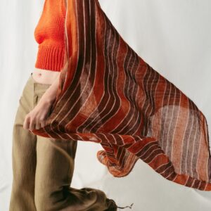100% LINEN STRIPED PRINT SCARF