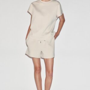 INTERLOCK T-SHIRT AND BERMUDA SHORTS SET - SAND