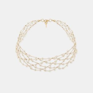 MINI FAUX PEARL METALLIC CHOKER