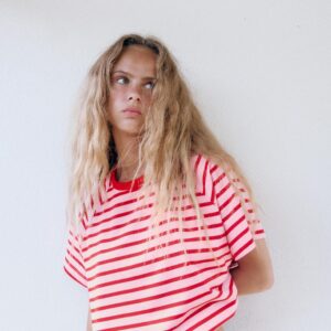 STRIPED T-SHIRT WITH STOPPERS