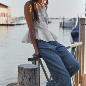 HALTERNECK PEPLUM SHIRT