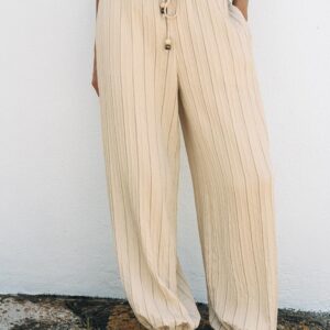WIDE STRIPED TROUSERS WITH ELASTIC WAIST