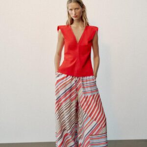 STRIPED WIDE-LEG TROUSERS