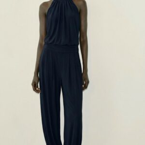 DRAPED HALTER SAROUEL JUMPSUIT