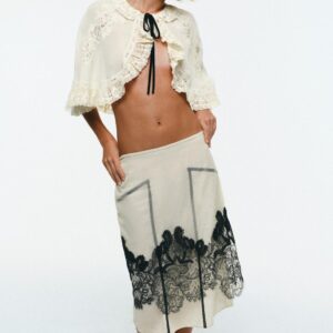 GEORGETTE AND LACE MIDI SKIRT