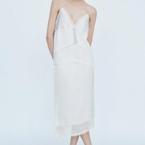 COMBINED SATIN MIDI SKIRT