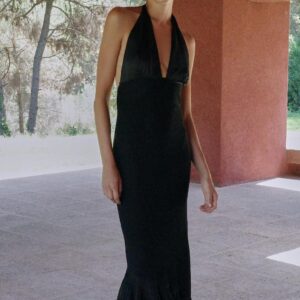 COMBINED KNIT HALTER DRESS