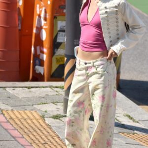 TRF LOW-RISE LOOSE FIT FLORAL JEANS