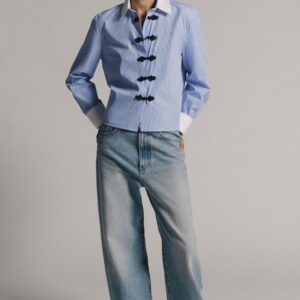 ZW COLLECTION STRIPED SHIRT WITH FROG FASTENING