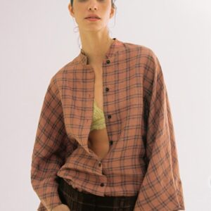 ZW COLLECTION CHECKED LINEN SHIRT