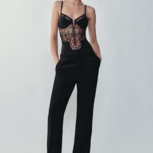 LACE-TRIMMED BODYSUIT