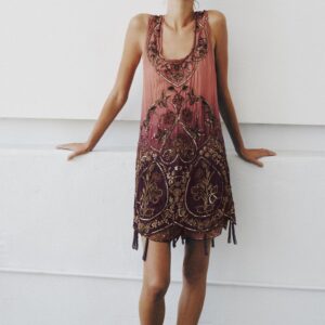 LIMITED EDITION BEADED TIE-DYE PRINT DRESS