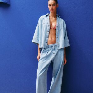 Z1975 WIDE-LEG HIGH-WAIST JEANS WITH PLEATS - MID-BLUE
