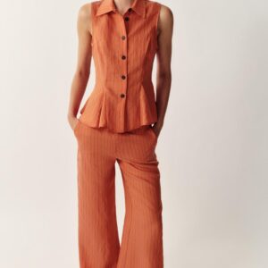 STRIPED PEPLUM WAISTCOAT