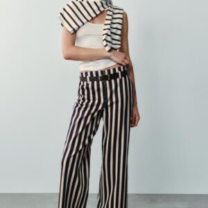 STRIPED TROUSERS WITH BELT