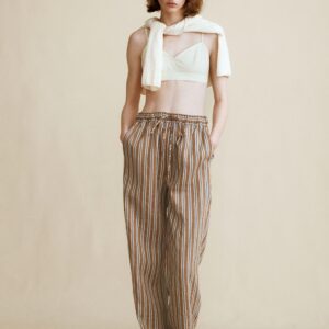 STRIPED LINEN BLEND TROUSERS CREATED BY CARAMEL LONDON X ZARA