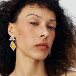 RHINESTONE AND STONE EARRINGS