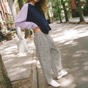 CHECK ELASTIC WAIST TROUSERS