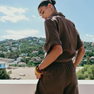 FLOWING SHIRT AND SHORTS SET - DARK BROWN