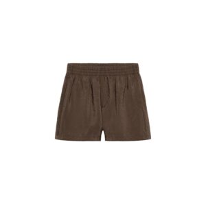 RELAXED SHORTS WITH ELASTIC WAIST - DARK BROWN