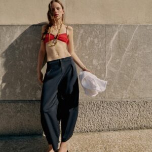 POPLIN BARREL TROUSERS