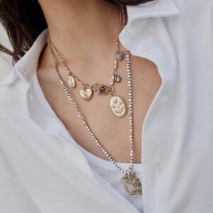 PACK OF 2 COMBINED CHARM AND MEDALLION NECKLACES