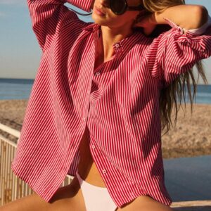 STRIPED SHIRT WITH CONTRAST CUFFS