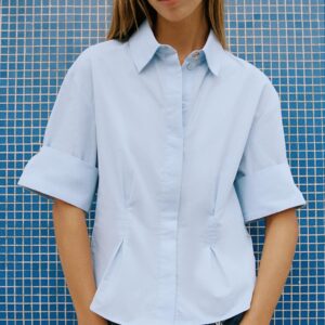 SHORT SLEEVE PLEATED SHIRT