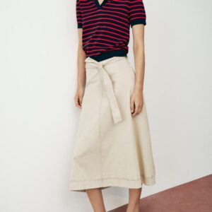 CONTRAST TOPSTITCH SKIRT WITH BELT