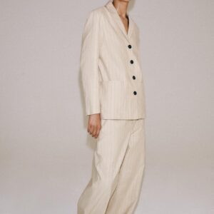 ZW COLLECTION STRIPED LINEN BLEND TROUSERS