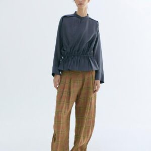 ZW COLLECTION CHECKED LINEN TROUSERS