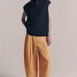 ZW COLLECTION STRIPED LINEN BLEND TROUSERS