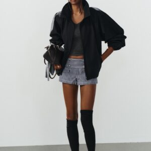 TECHNICAL FABRIC JACKET WITH SHOULDER PADS