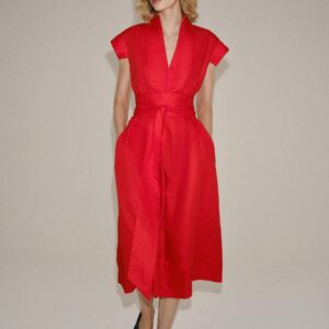 ZW COLLECTION LINEN BLEND MIDI DRESS