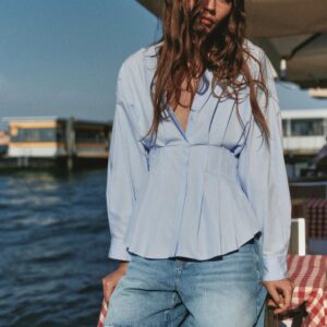 POPLIN SHIRT WITH PLEATS