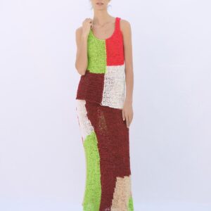 COLOUR BLOCK KNIT MIDI SKIRT