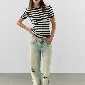 STRIPED RIBBED TOP