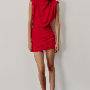 DRAPED SHOULDER PAD MINI DRESS
