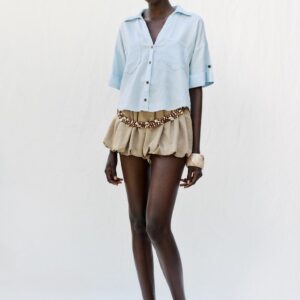 SHORT LINEN BLEND SHIRT