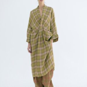 ZW COLLECTION CHECKED LINEN DRESS
