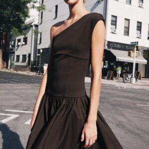 CONTRASTING ASYMMETRIC DRESS