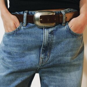 100% LEATHER BELT WITH METAL BUCKLE