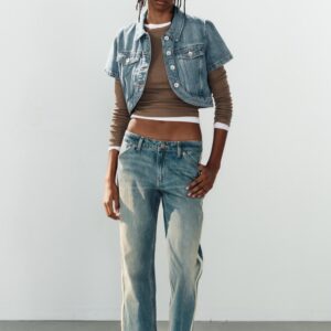 TRF MID-WAIST STRAIGHT-LEG JEANS WITH SIDE BANDS