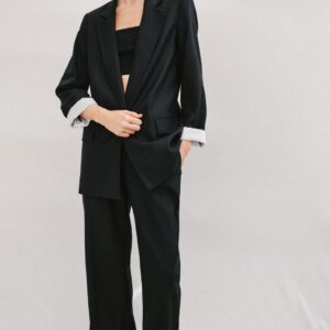 BLAZER WITH LINEN ROLLED-UP SLEEVES