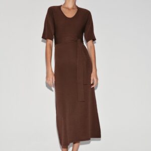 KNIT MIDI DRESS WITH BELT