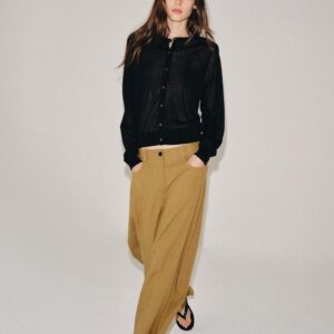 ZW COLLECTION HERRINGBONE TAPERED TROUSERS