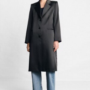 SATIN COAT WITH SHOULDER PADS