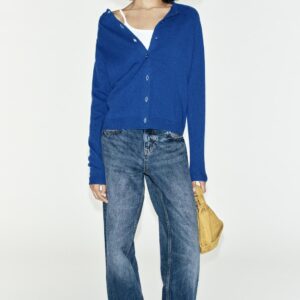 100% WOOL PLAIN KNIT CARDIGAN